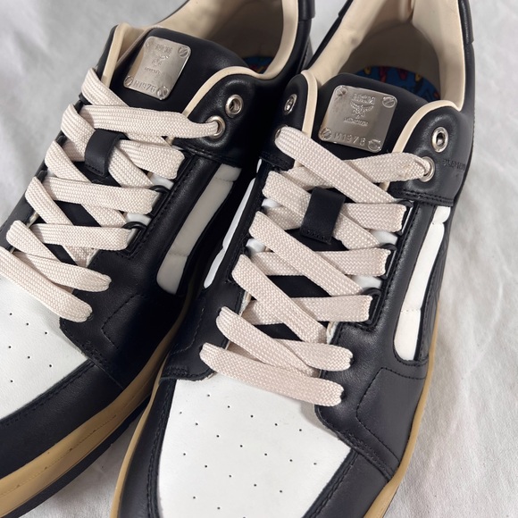 PUMA X MCM Slipstreram Low Court Black & White Leather Sneakers Made in Italy - Picture 5 of 17